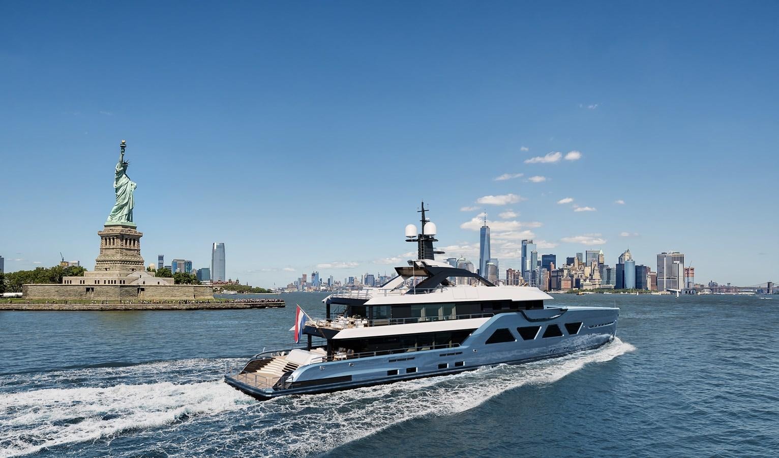 a boat on the water aboard AMELS 6004 Yacht for Sale