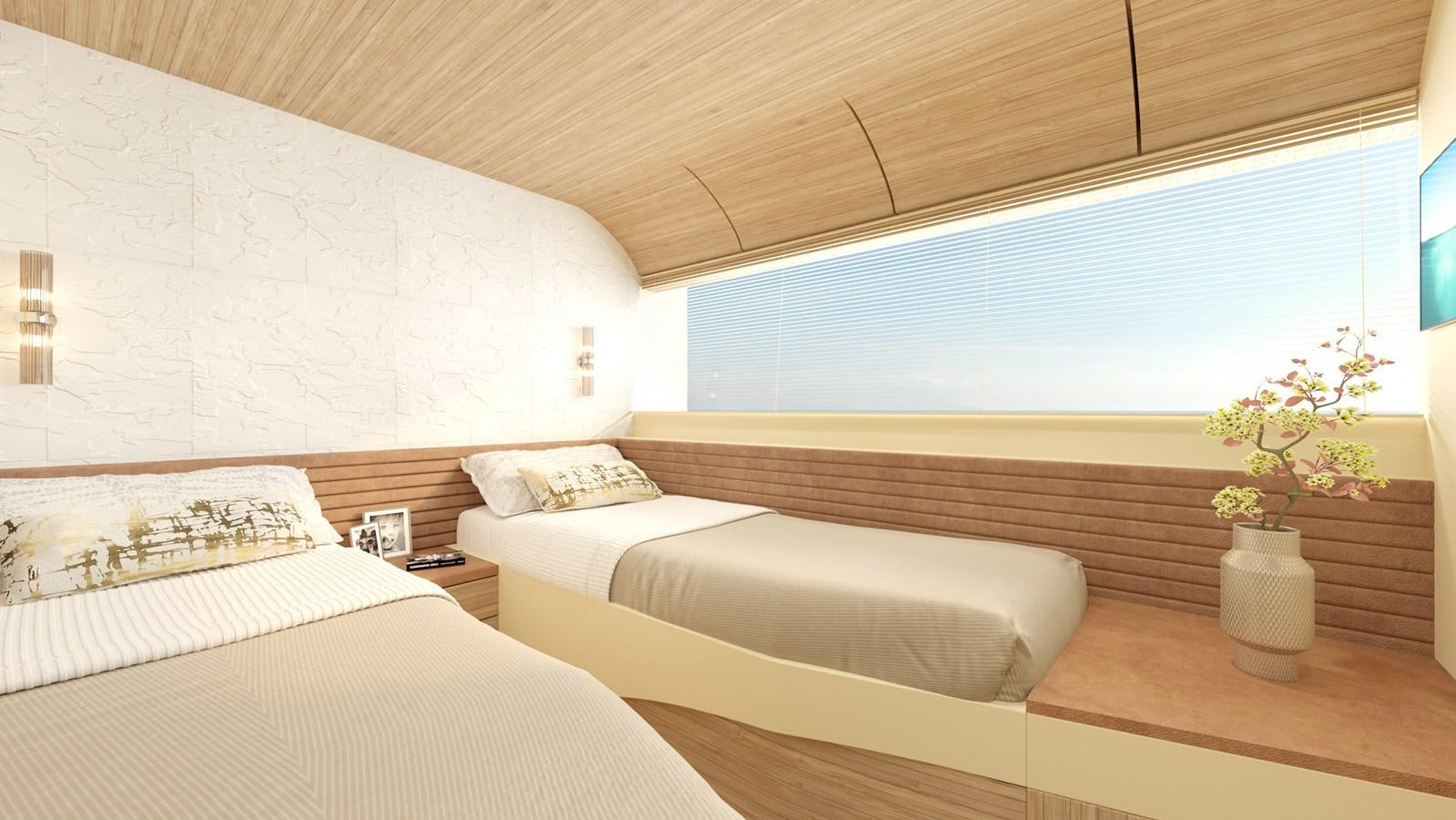 a room with two beds aboard EDGE - XSR 85 #NB201 Yacht for Sale