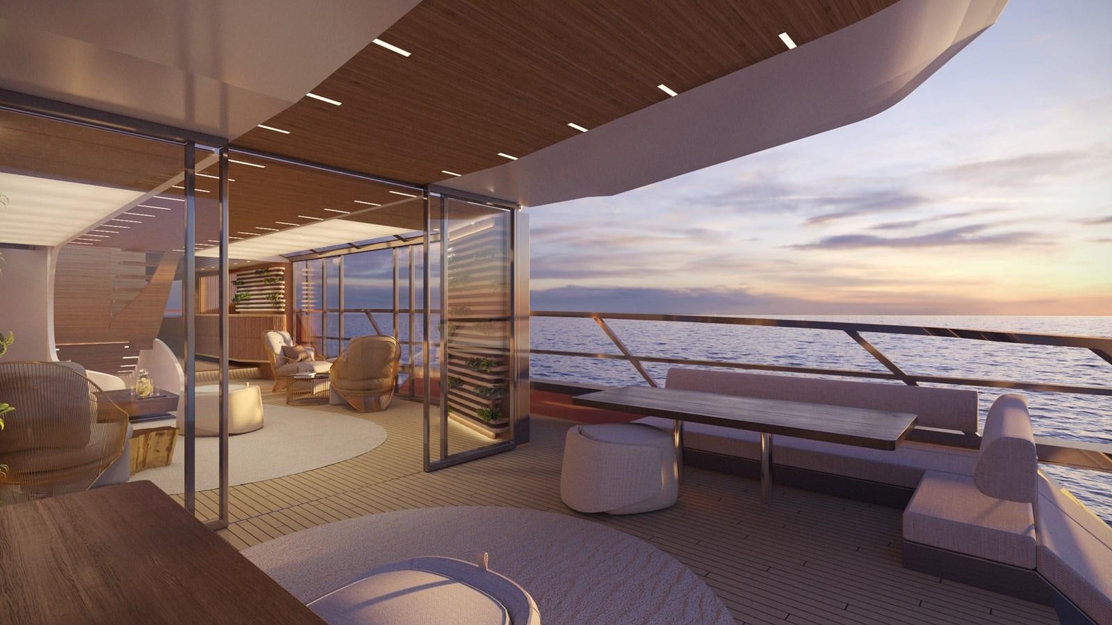 a room with a view of the ocean and the ocean aboard EDGE - XSR 85 #NB201 Yacht for Sale