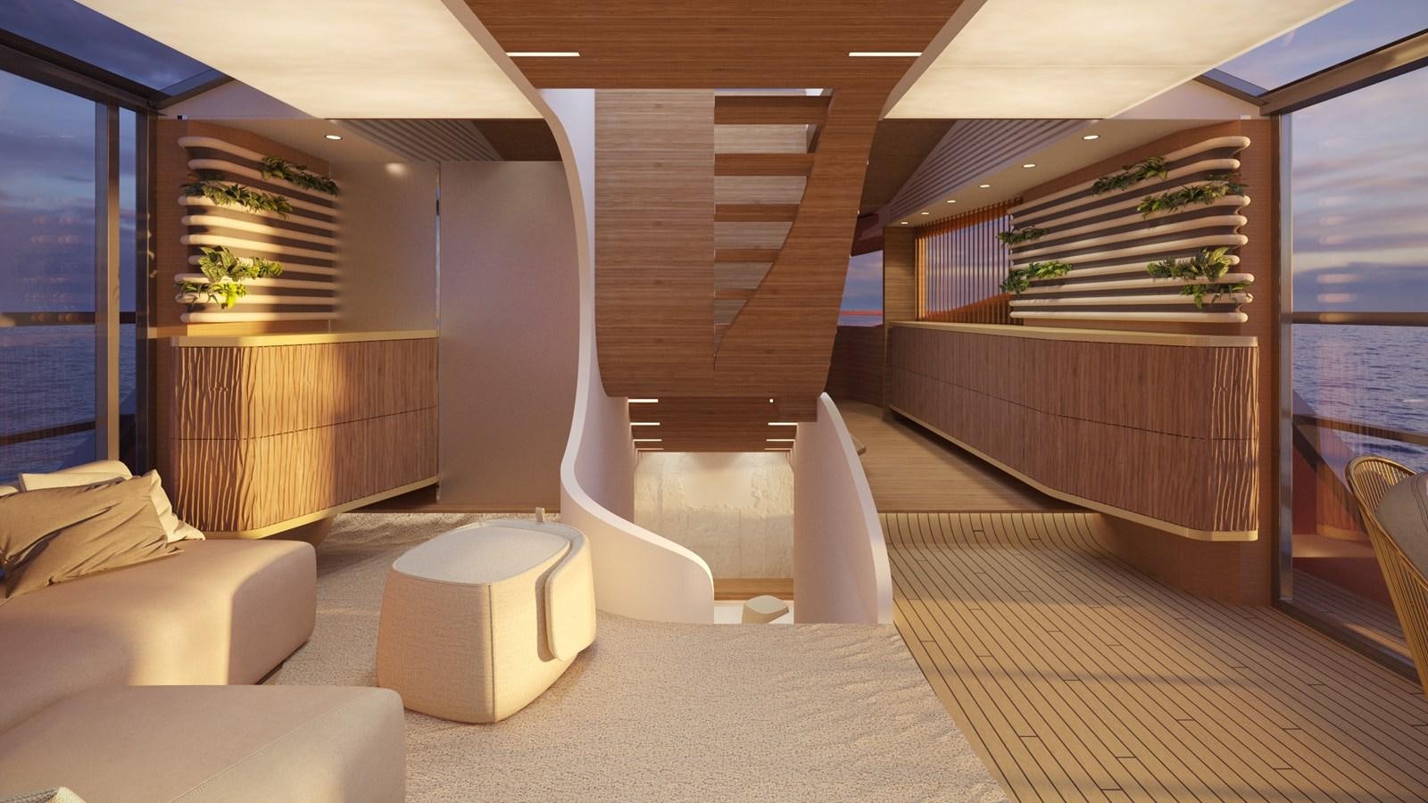 a room with a large window aboard EDGE - XSR 85 #NB201 Yacht for Sale