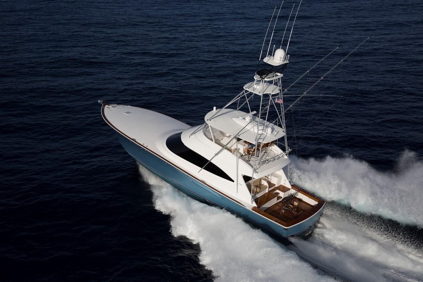 a boat on the water aboard NEW VIKING 72 CONVERTIBLE Yacht for Sale