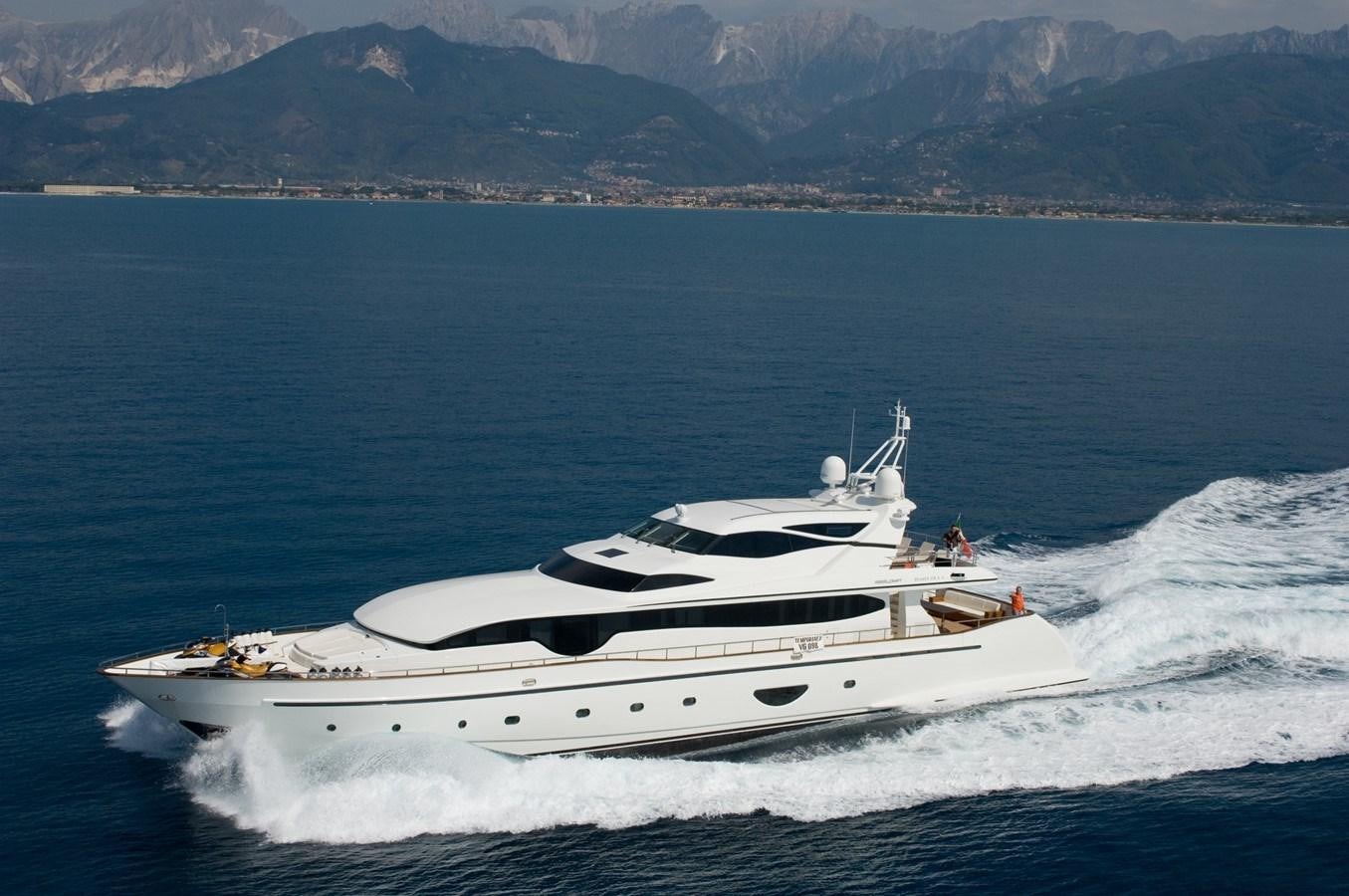 a white yacht on the water aboard CHOO CHOO Yacht for Sale