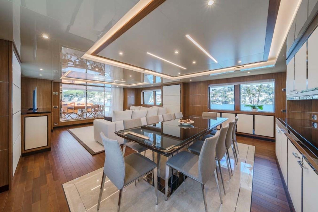 a large living room with a large open floor plan aboard FIORENTE Yacht for Charter