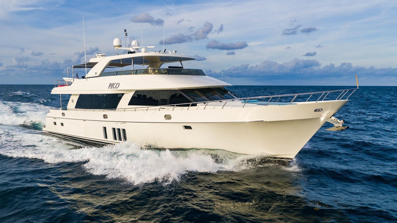 a white yacht on the water aboard PICO Yacht for Sale