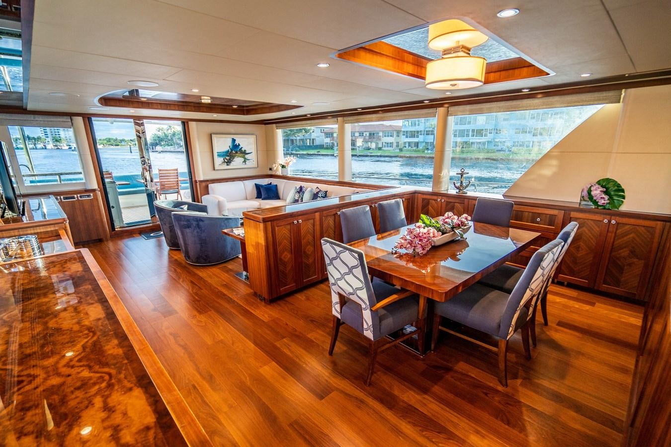 a large kitchen and dining room area aboard PICO Yacht for Sale