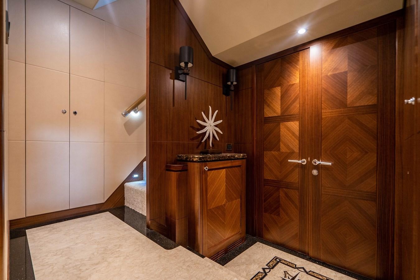 a bathroom with a shower unit aboard PICO Yacht for Sale