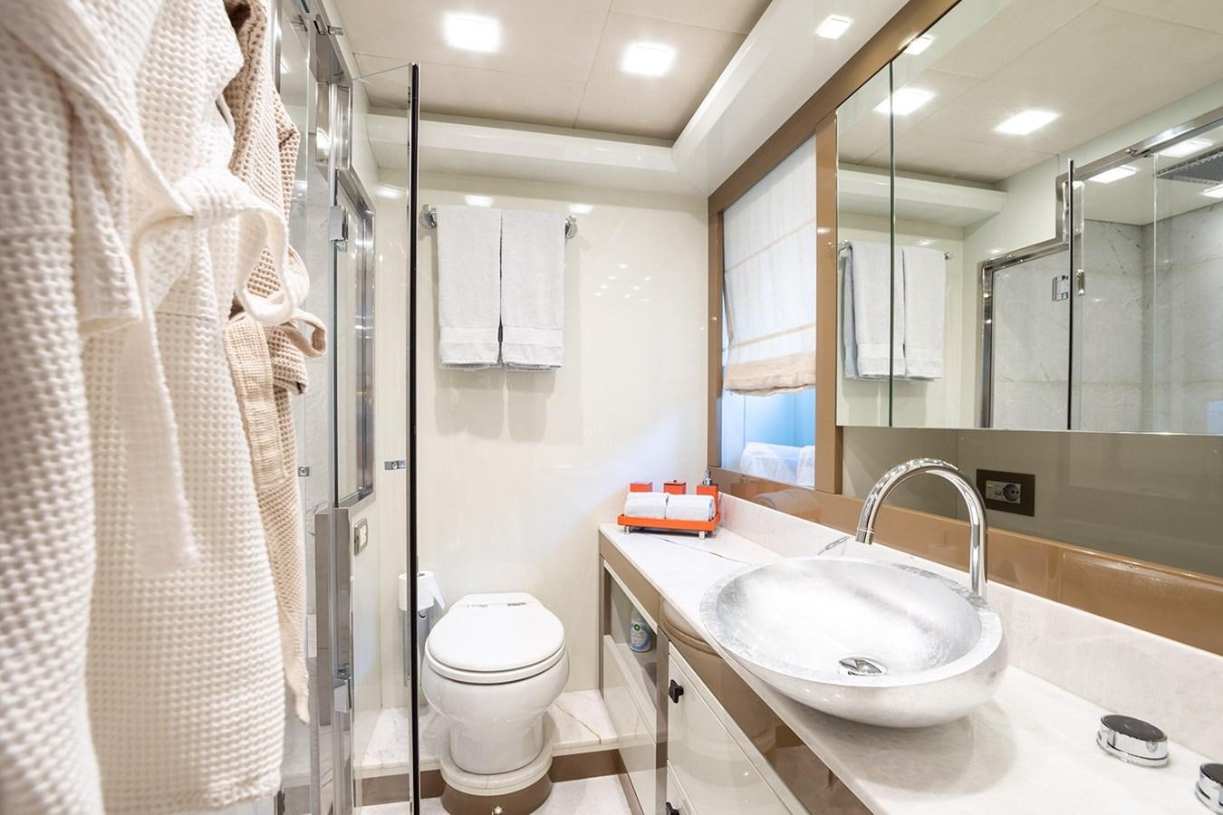 a bathroom with a sink and a toilet aboard GV Yacht for Sale