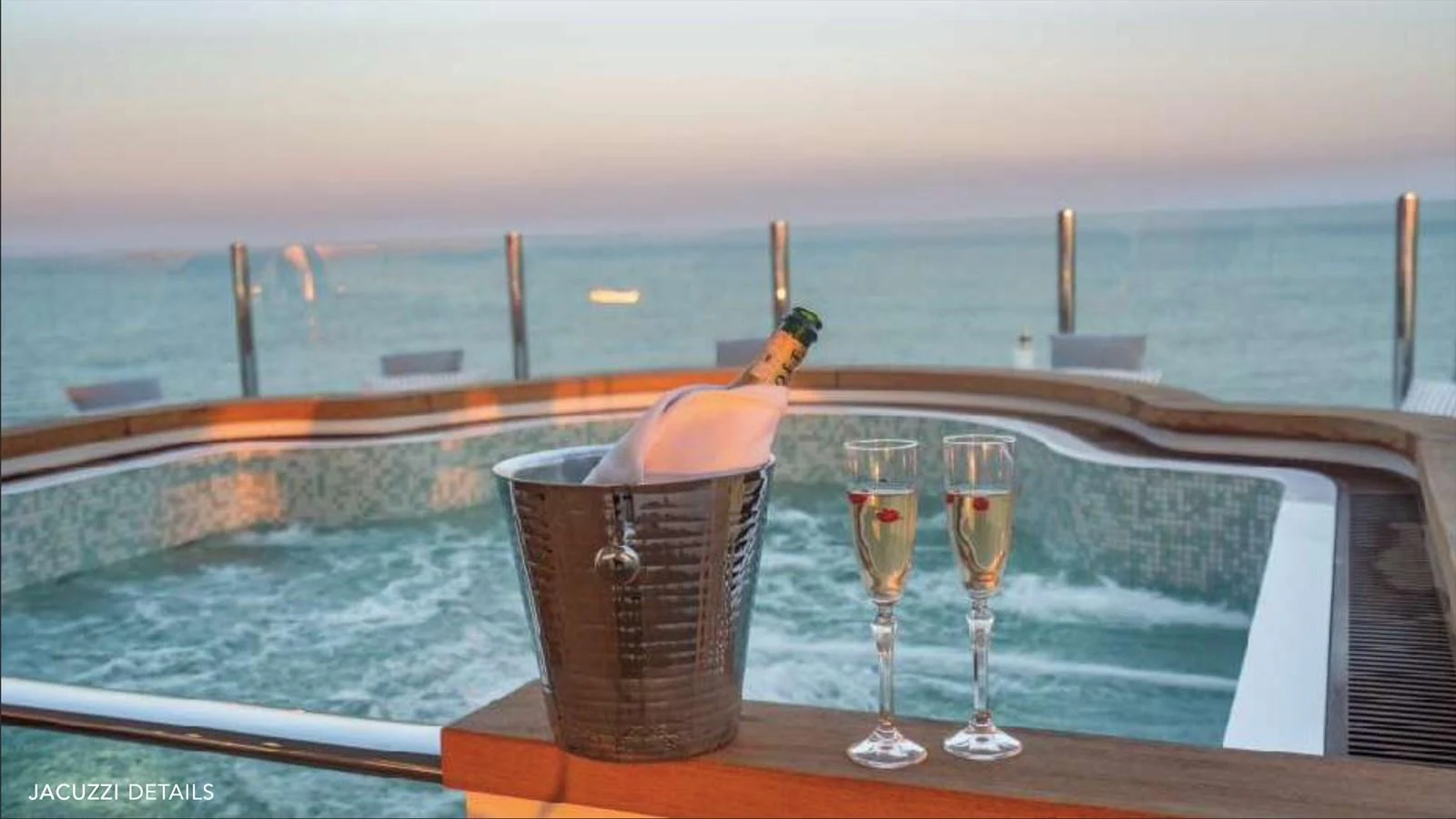 a drink on the table aboard MOONRAKER Yacht for Sale