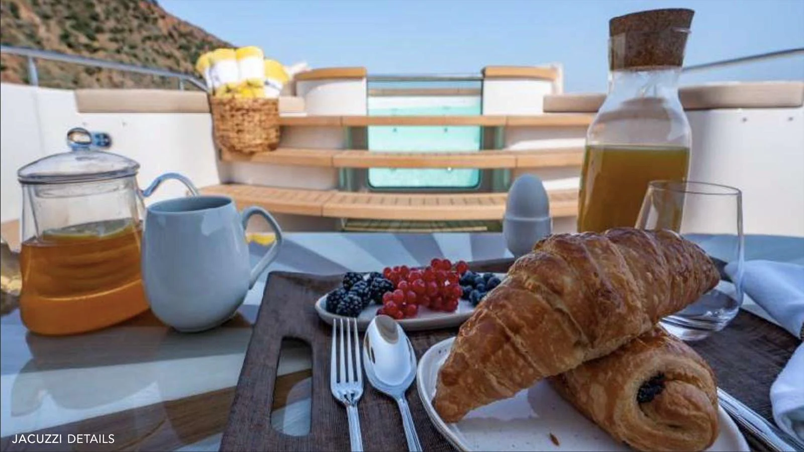 a loaf of bread on a cutting board with a knife and a knife aboard MOONRAKER Yacht for Sale