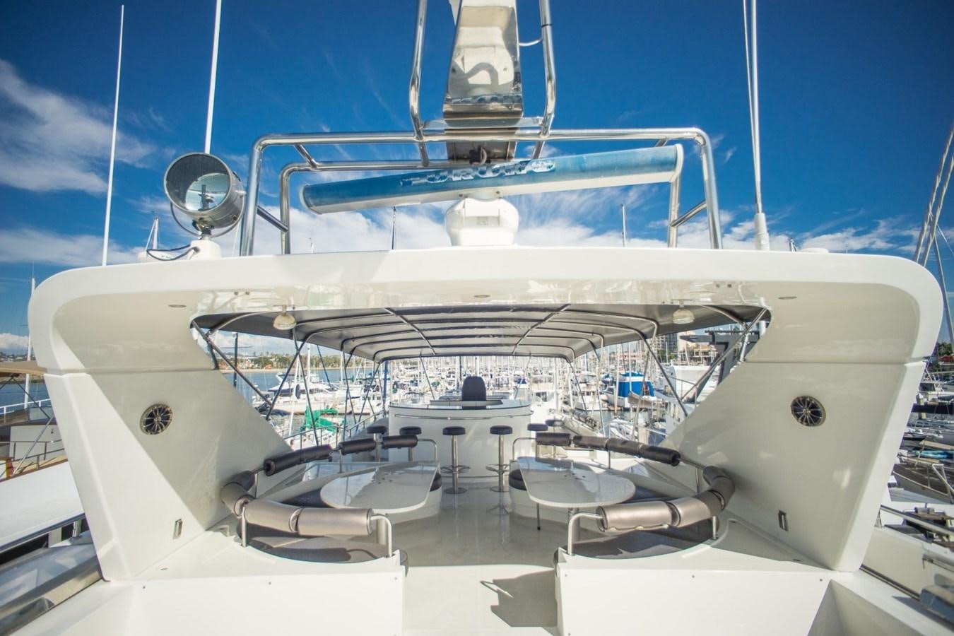 a white yacht with a round top aboard JACO Yacht for Sale