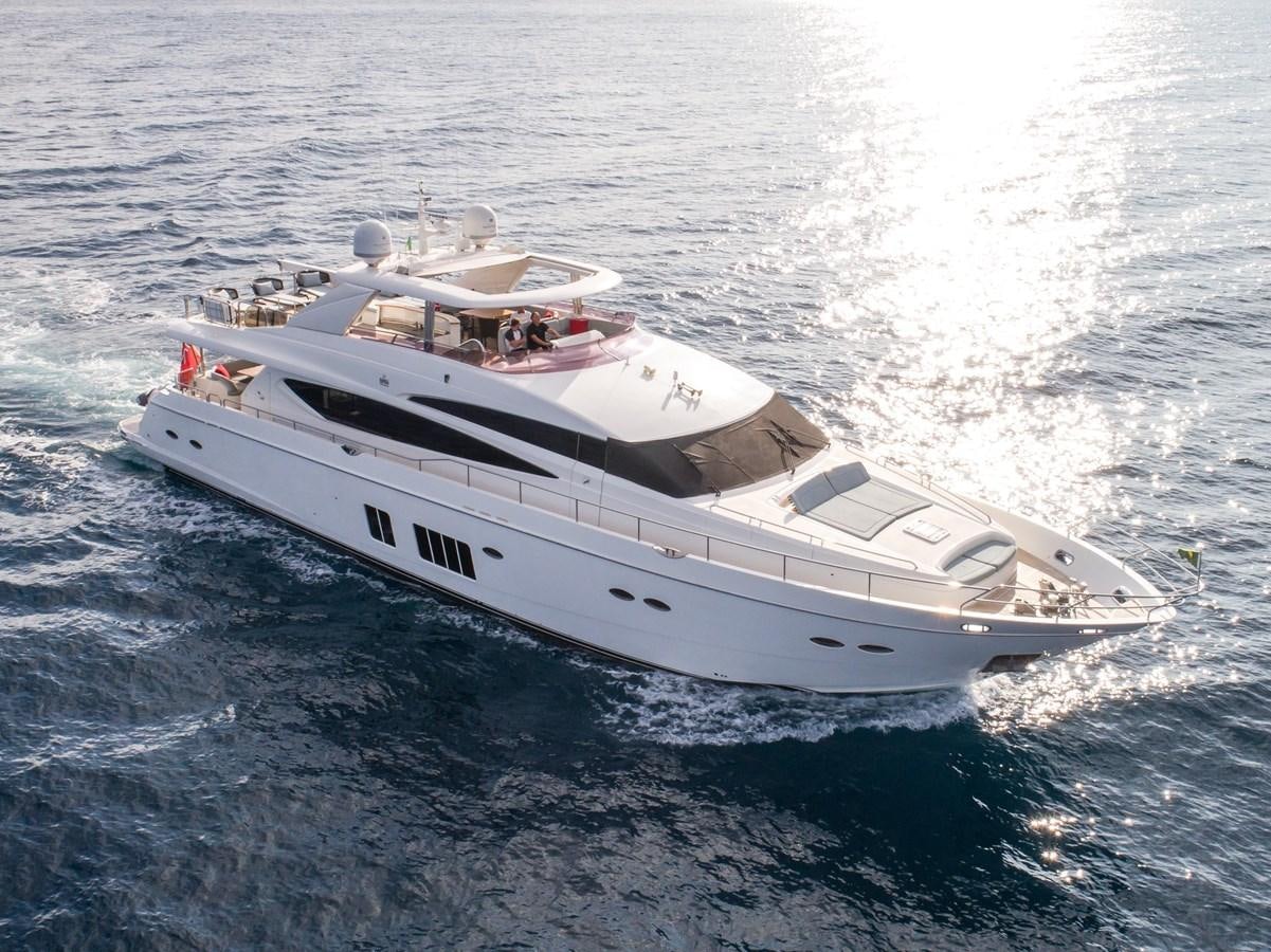 a white yacht in the water aboard ROSSO Yacht for Sale