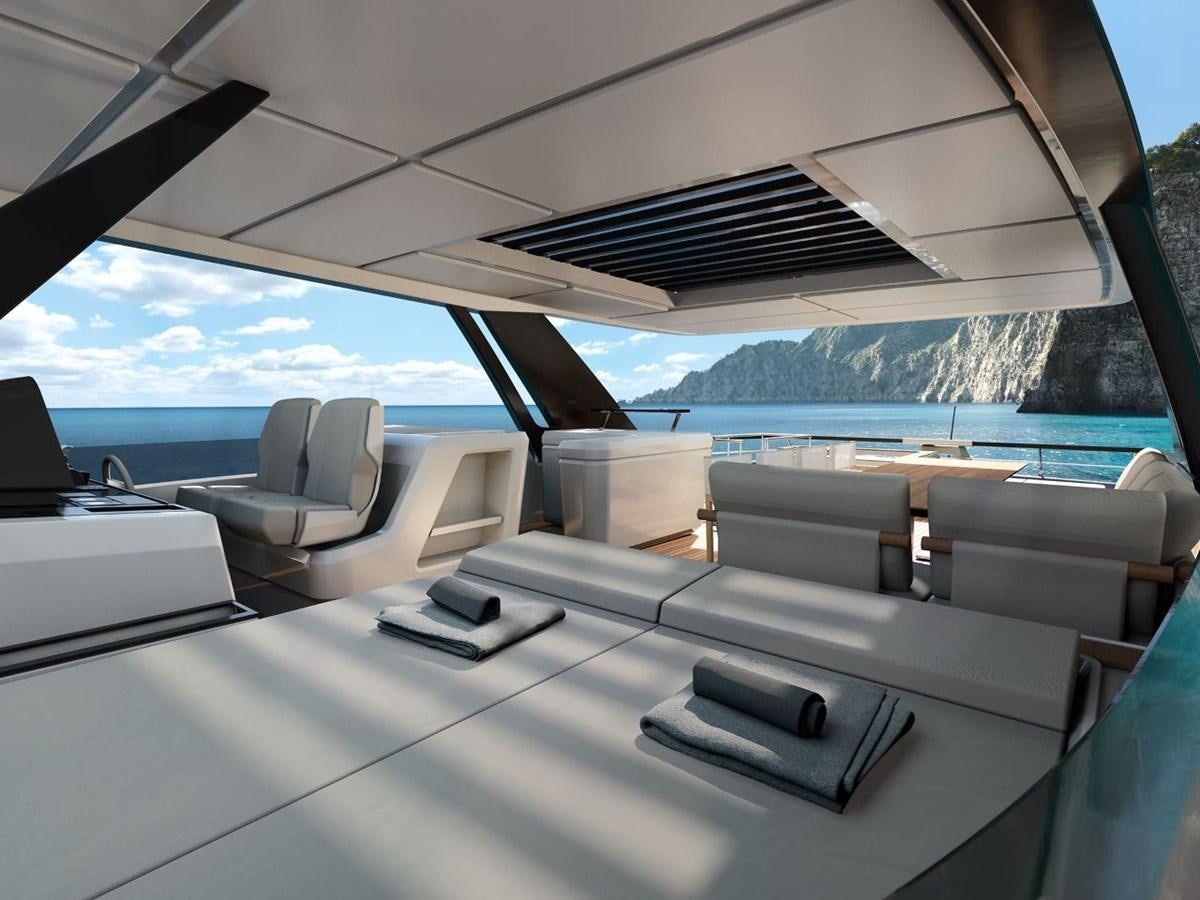 a boat with a deck and chairs aboard LADY AGA Yacht for Sale