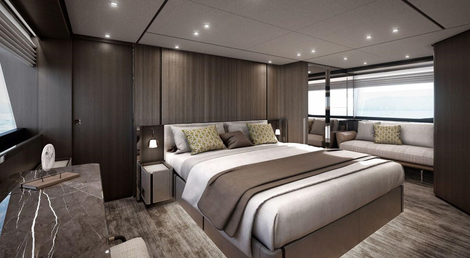 a room with a bed and a couch aboard LADY AGA Yacht for Sale