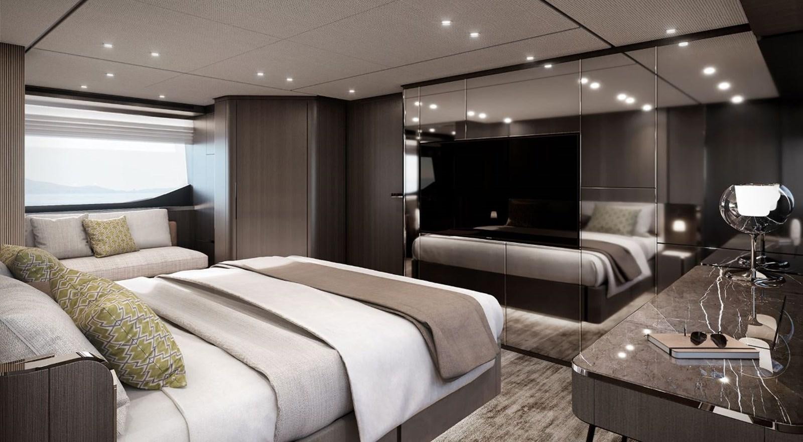 a room with a bed and a tv aboard LADY AGA Yacht for Sale