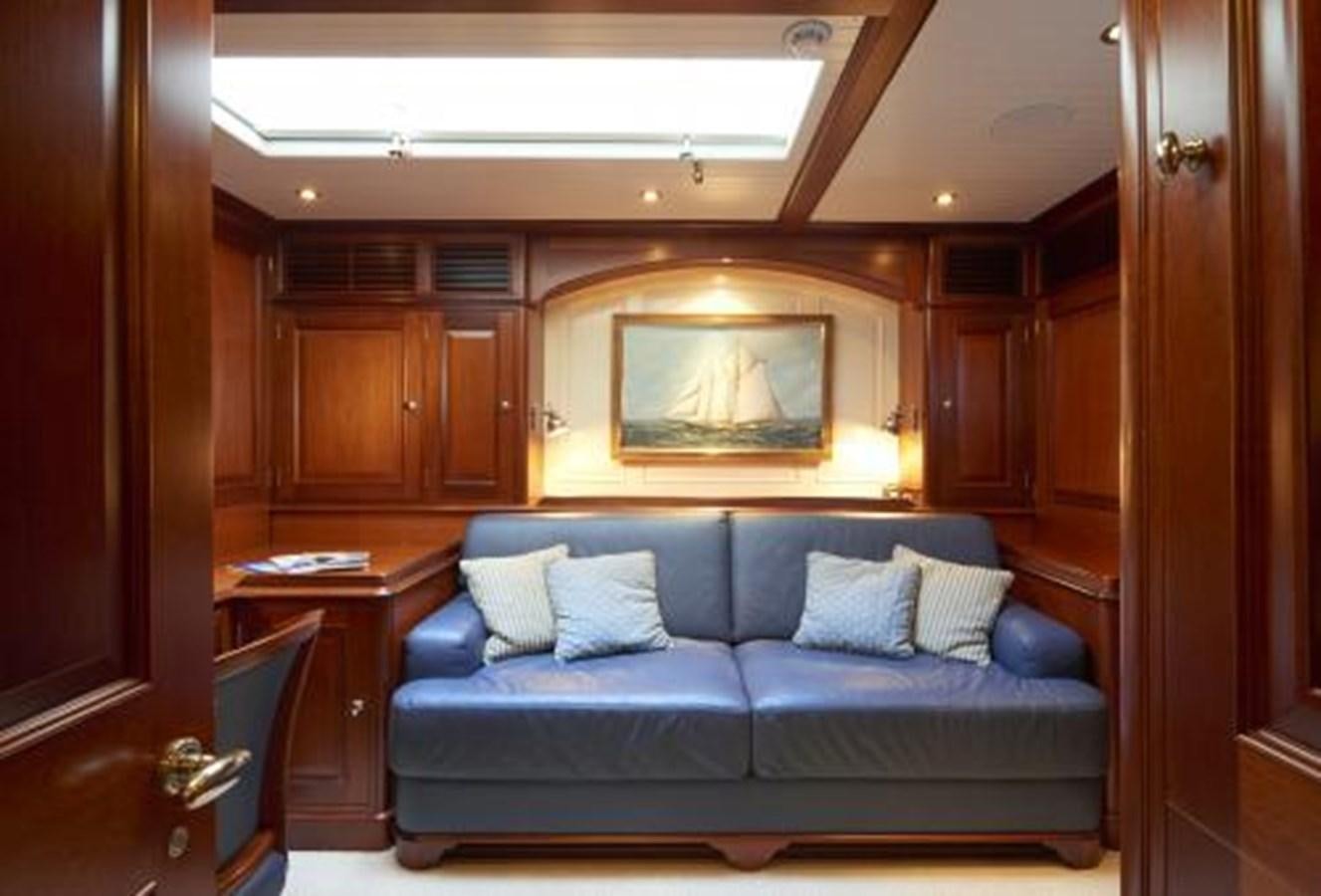 a bed in a room aboard BORKUMRIFF IV Yacht for Sale