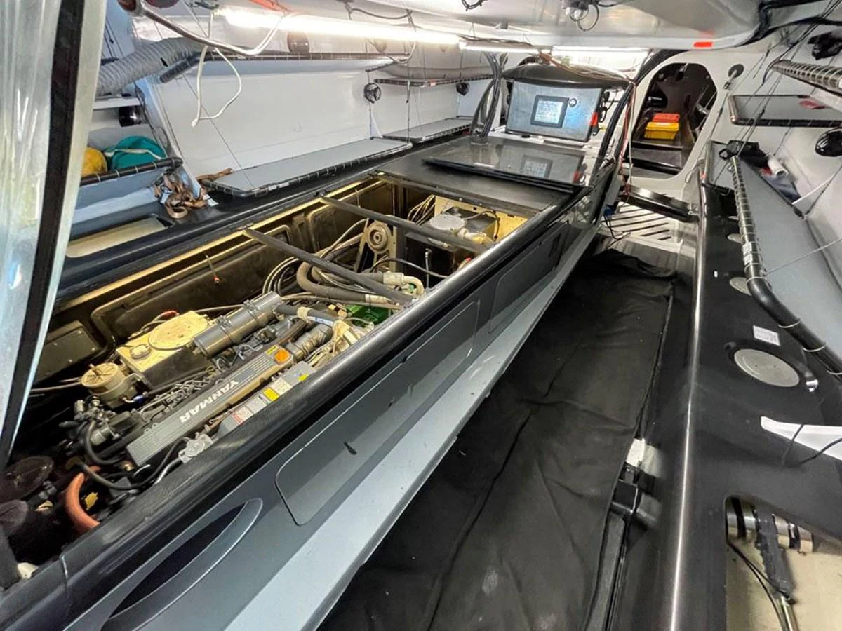 a large machine with a large piece of equipment in it aboard BLACK JACK IV Yacht for Sale