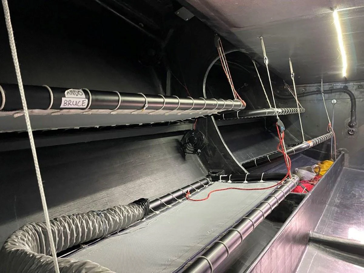 a large metal object with wires aboard BLACK JACK IV Yacht for Sale
