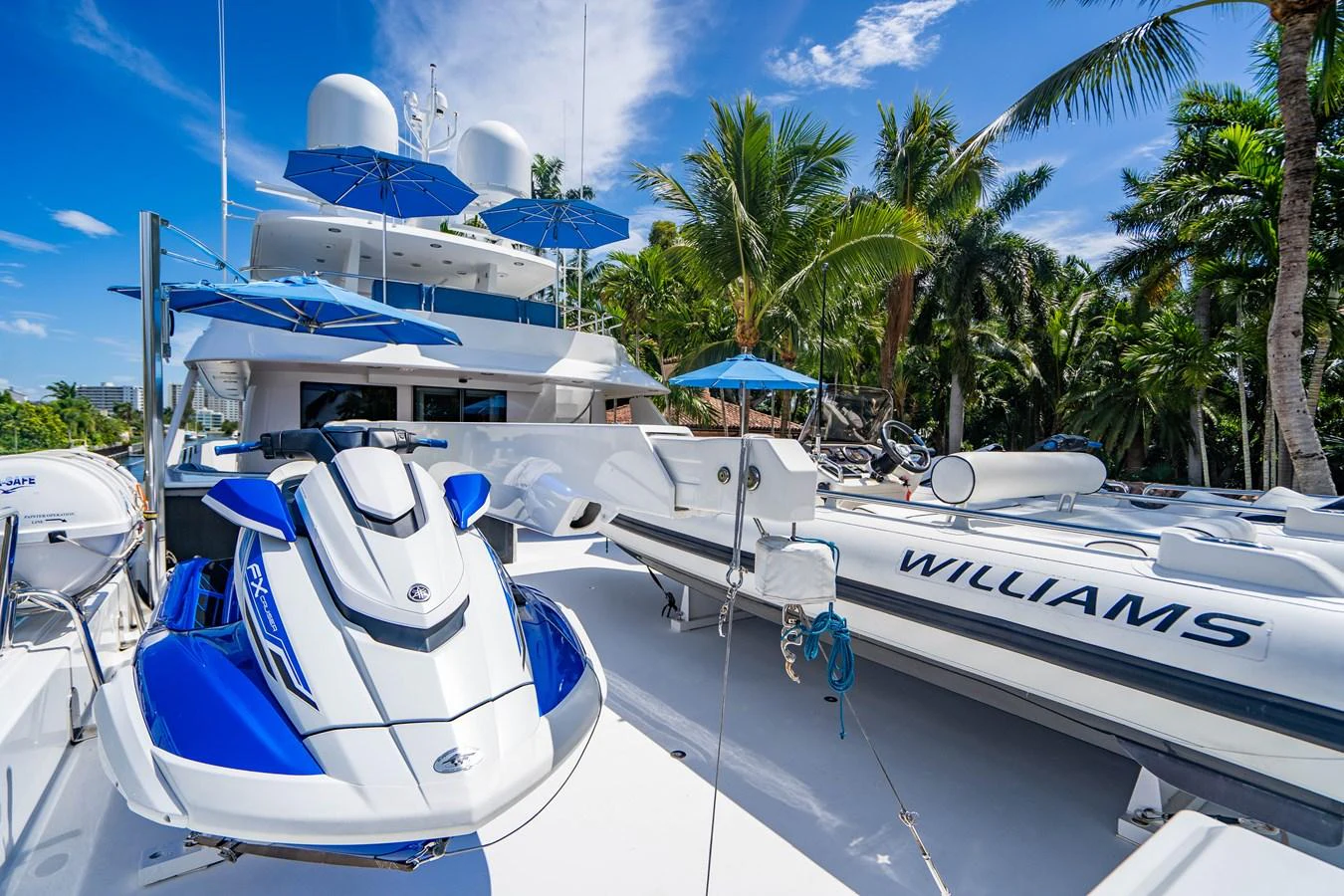 a group of boats are parked in a row aboard SEAQUEST Yacht for Sale