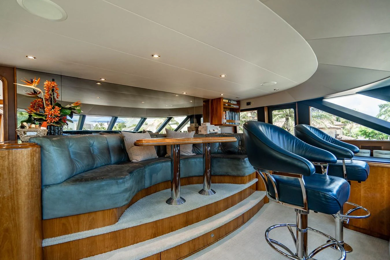 a living room with a couch and a coffee table aboard SEAQUEST Yacht for Sale
