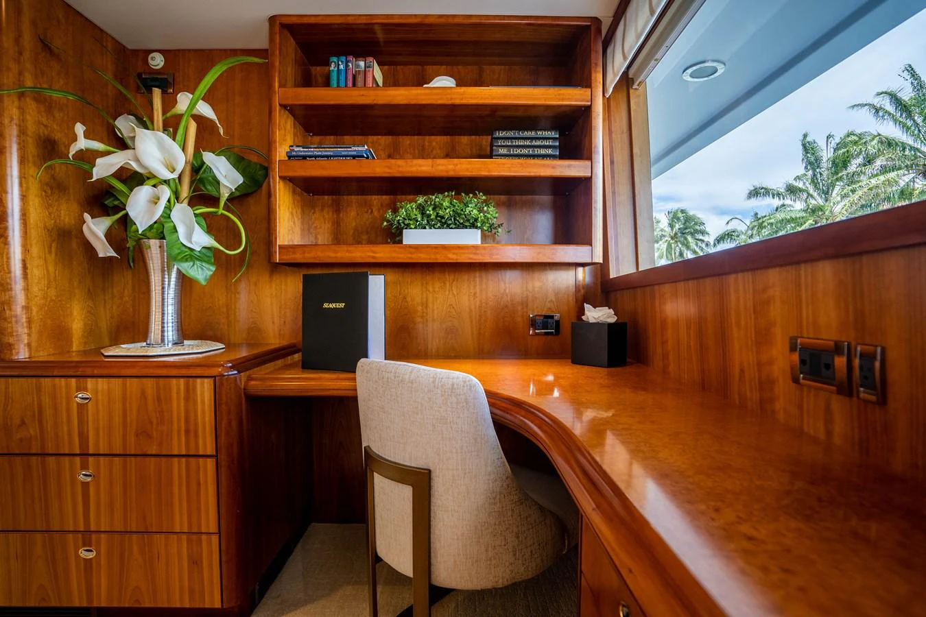 a room with a desk and a computer aboard SEAQUEST Yacht for Sale