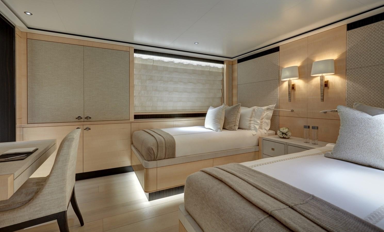a room with two beds aboard LADY VICTORIA Yacht for Sale
