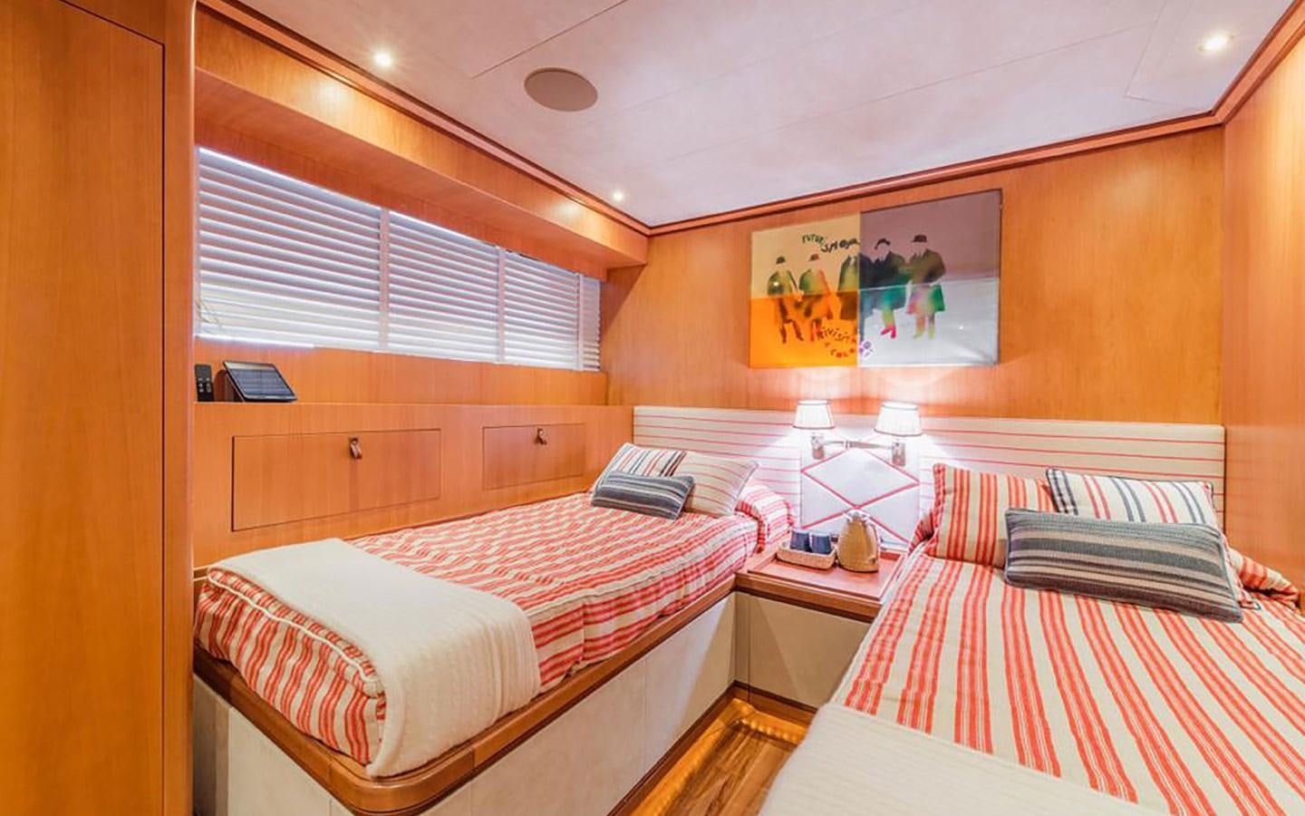 a couple of beds in a room aboard ANGRA TOO Yacht for Sale