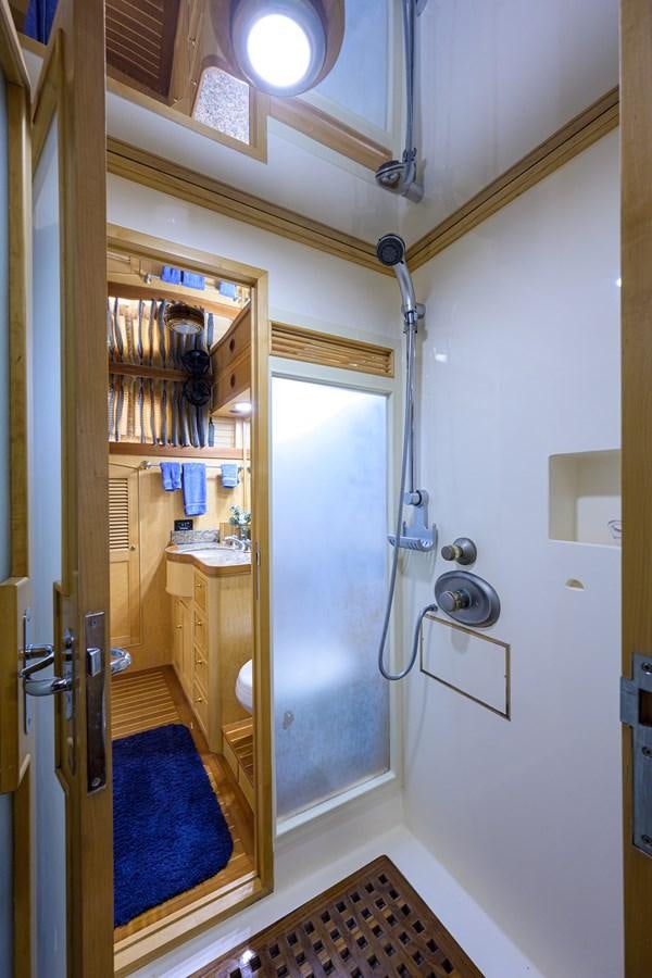 a shower unit and sink aboard BELLA Yacht for Sale