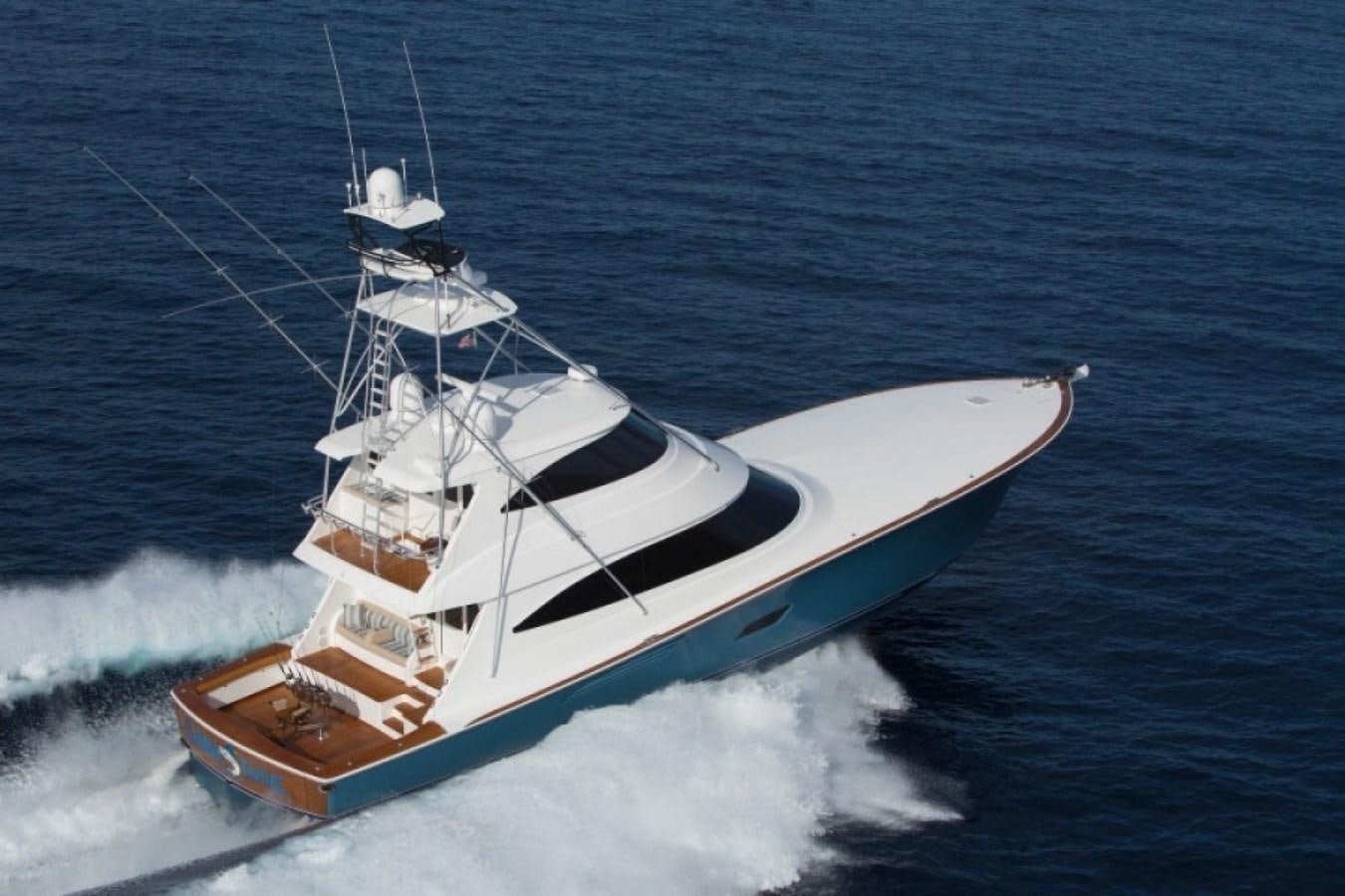 a boat on the water aboard NEW VIKING 80 ENCLOSED BRIDGE Yacht for Sale