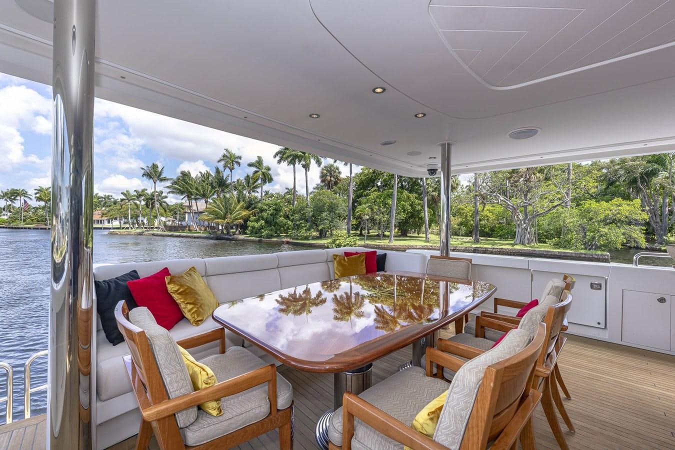 a table and chairs on a deck aboard SIMPLICITY Yacht for Sale