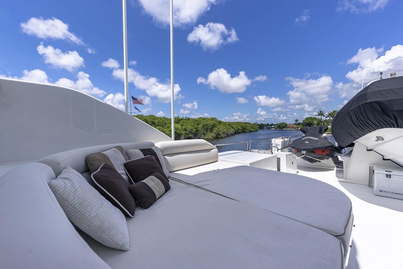 a white car with a white roof and a white car with a white roof and a blue sky aboard SIMPLICITY Yacht for Sale