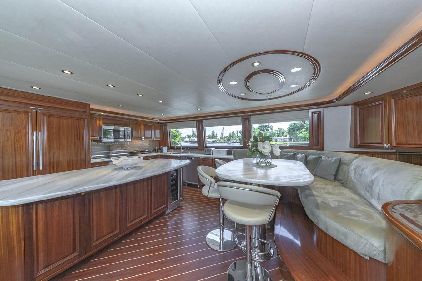 a kitchen and living room aboard SIMPLICITY Yacht for Sale