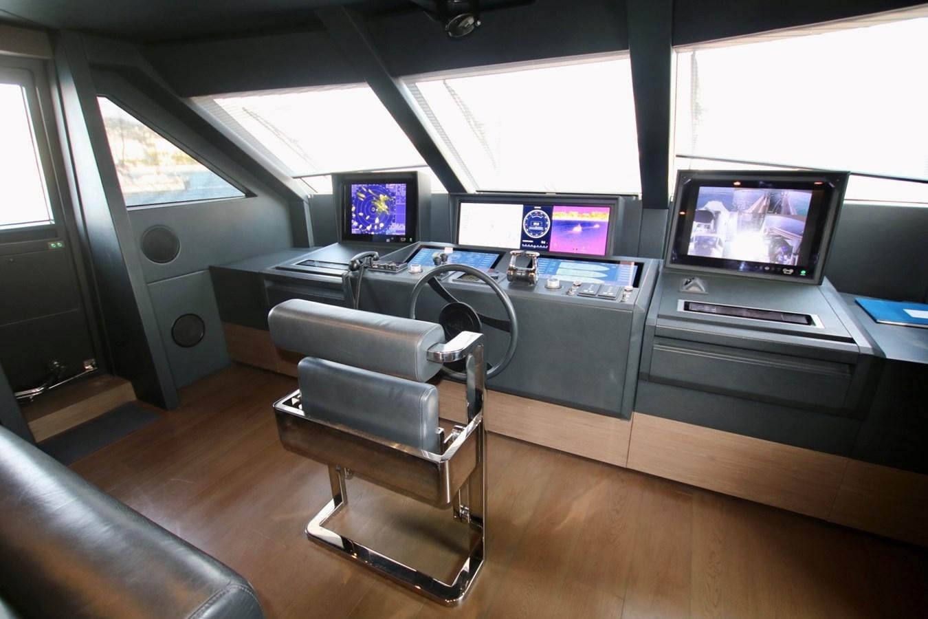 a room with a desk and chairs aboard WILLPOWER Yacht for Sale