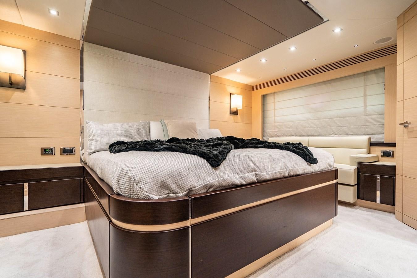 a bed in a room aboard SUBMARINO Yacht for Sale
