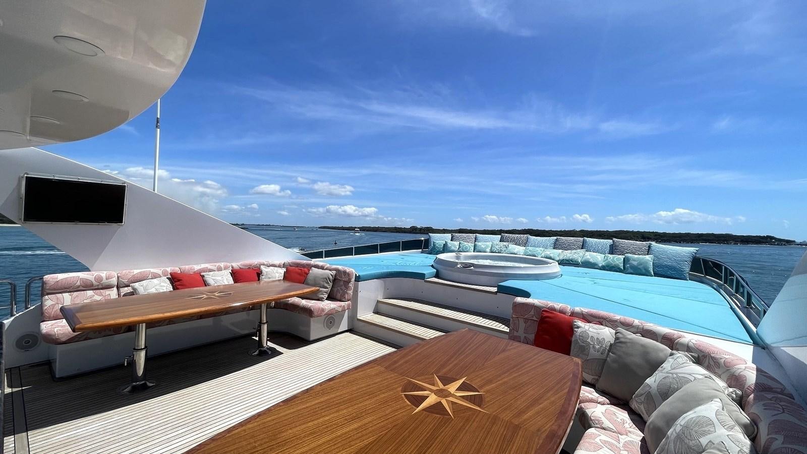 a room with a pool and a deck with a view of the ocean aboard MISSY B II Yacht for Sale