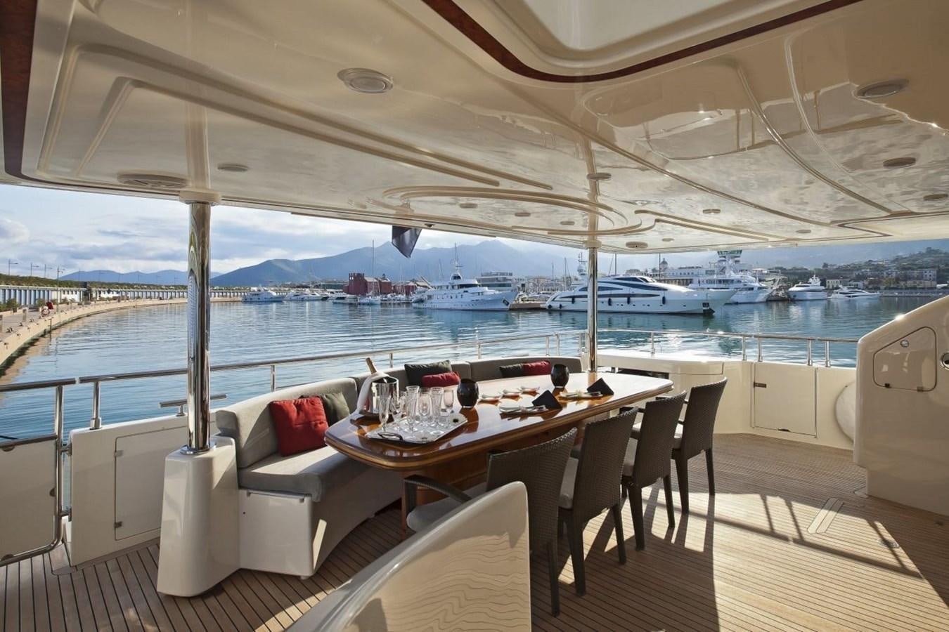 a table and chairs on a deck aboard LADY MARIA Yacht for Sale