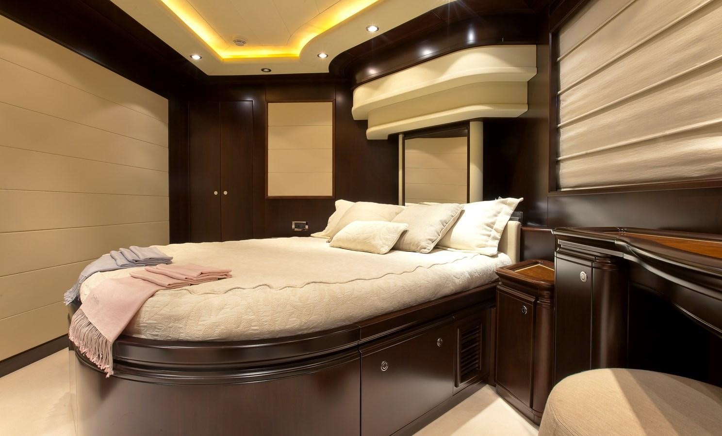 a bed in a room aboard LADY MARIA Yacht for Sale