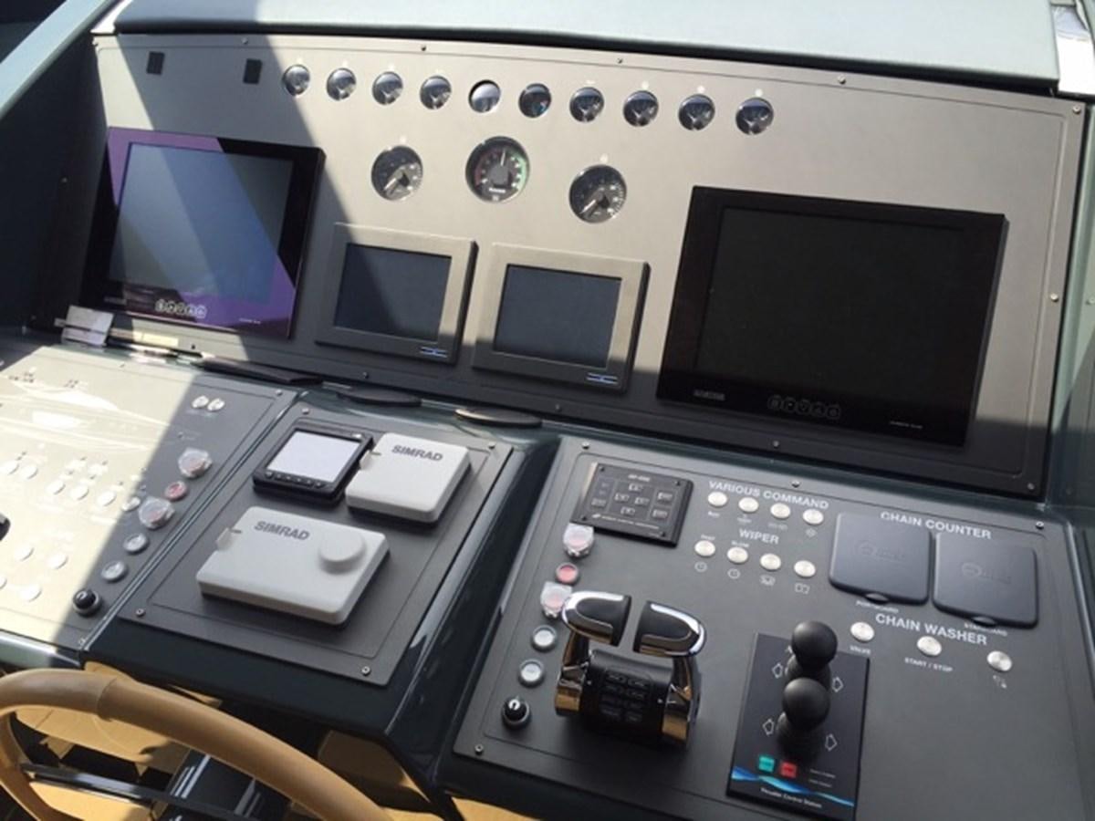 a close-up of a control panel aboard LMPG Yacht for Sale