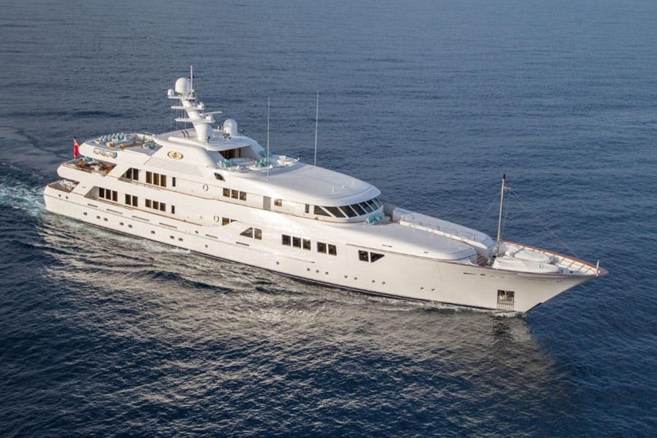 a large white ship in the water aboard CALLISTO Yacht for Sale