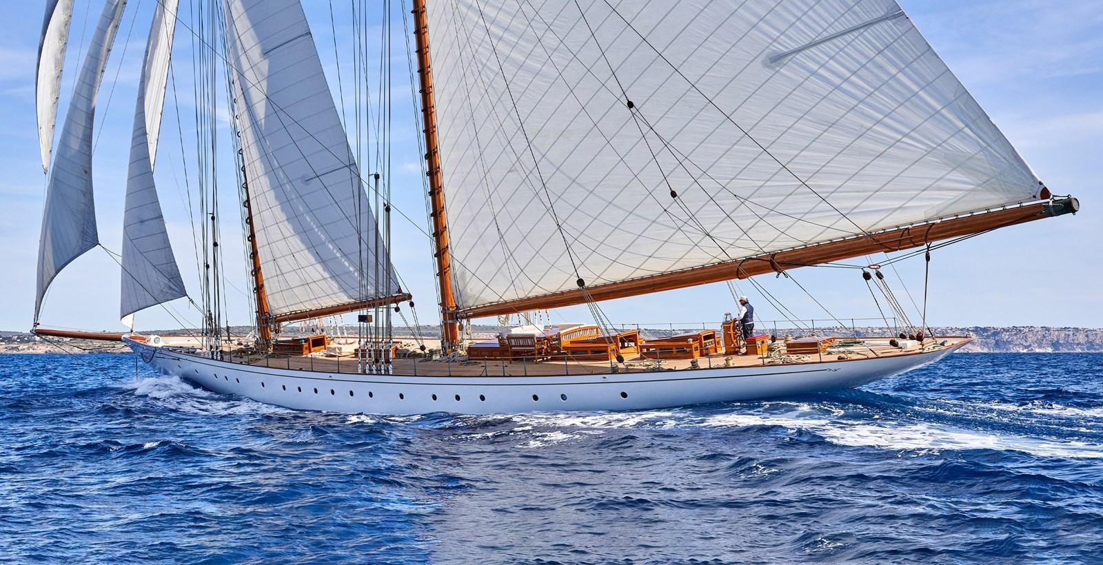 a large sailboat on the water aboard ELENA OF LONDON Yacht for Sale