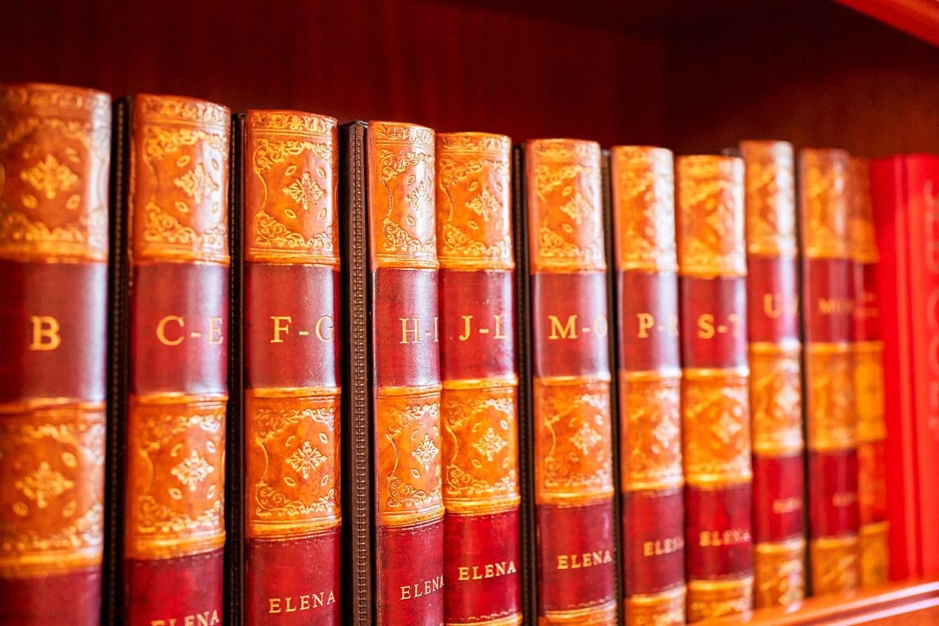 a row of books aboard ELENA OF LONDON Yacht for Sale