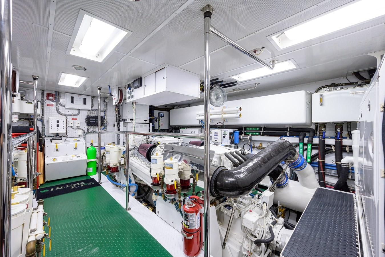 a room with machinery and pipes aboard SAR Yacht for Sale