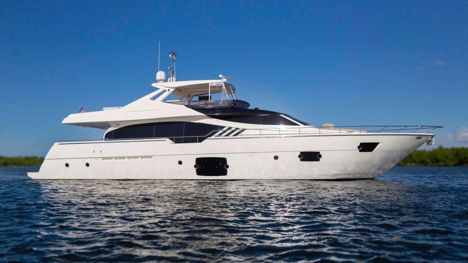 a white yacht on the water aboard FERRETTI 870 Yacht for Sale
