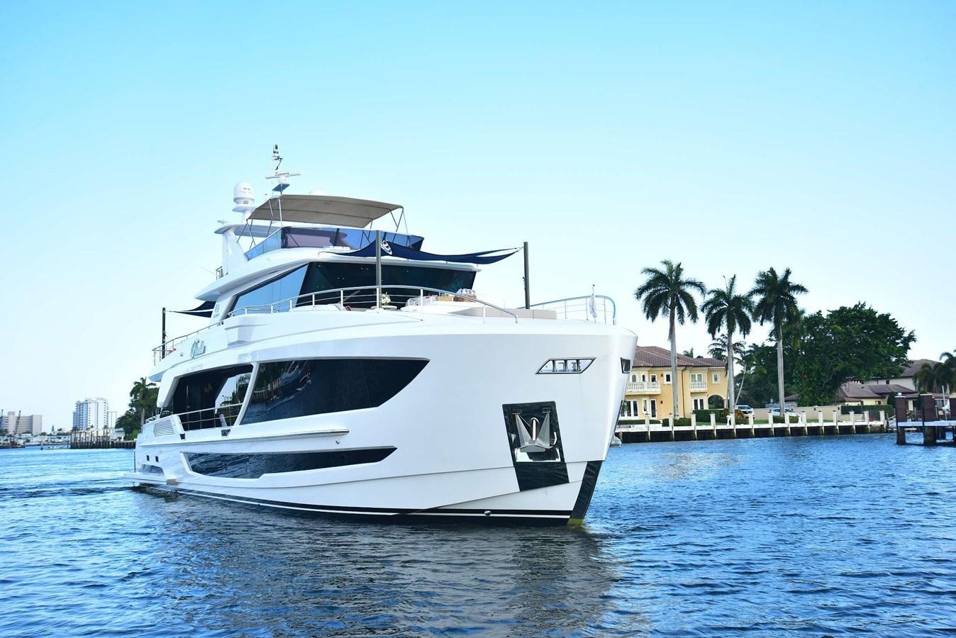 a white yacht in the water aboard FREEDOM Yacht for Sale