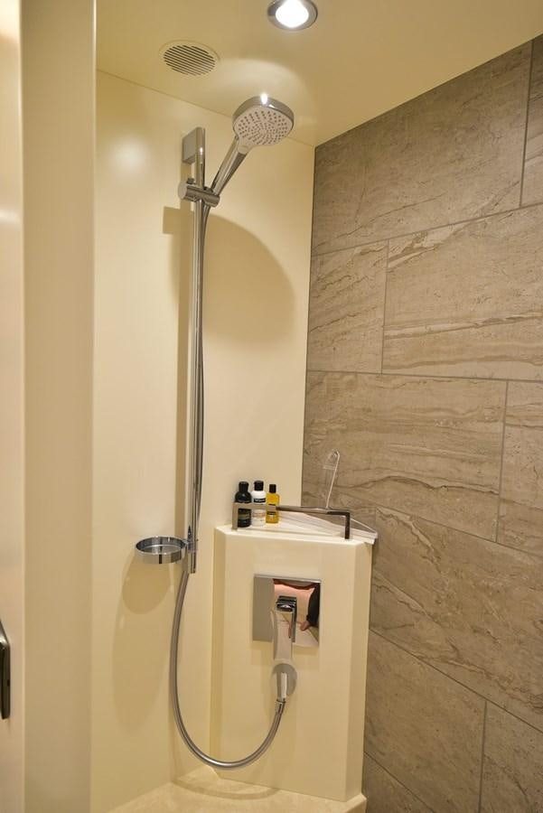 a shower with a glass door aboard FREEDOM Yacht for Sale