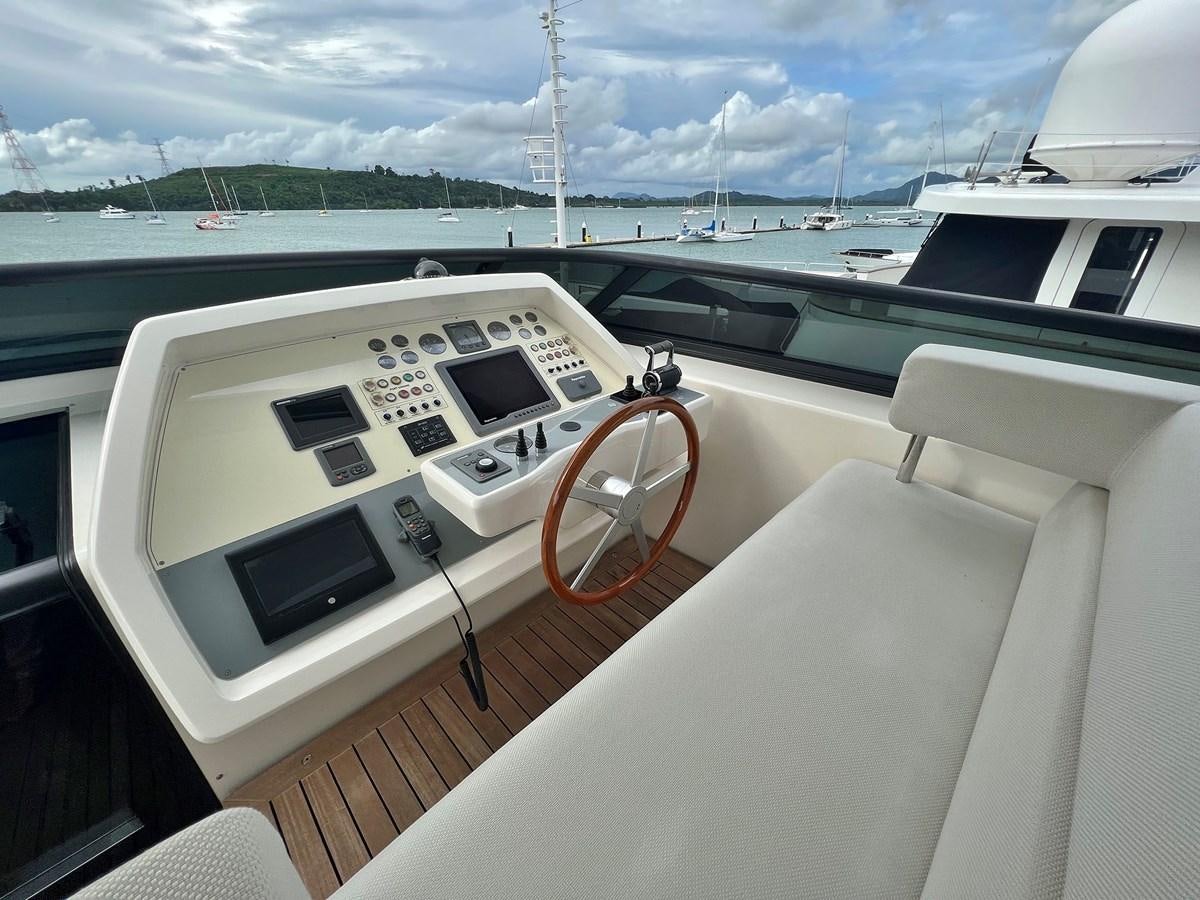 a white car on a boat aboard INDIGO Yacht for Sale