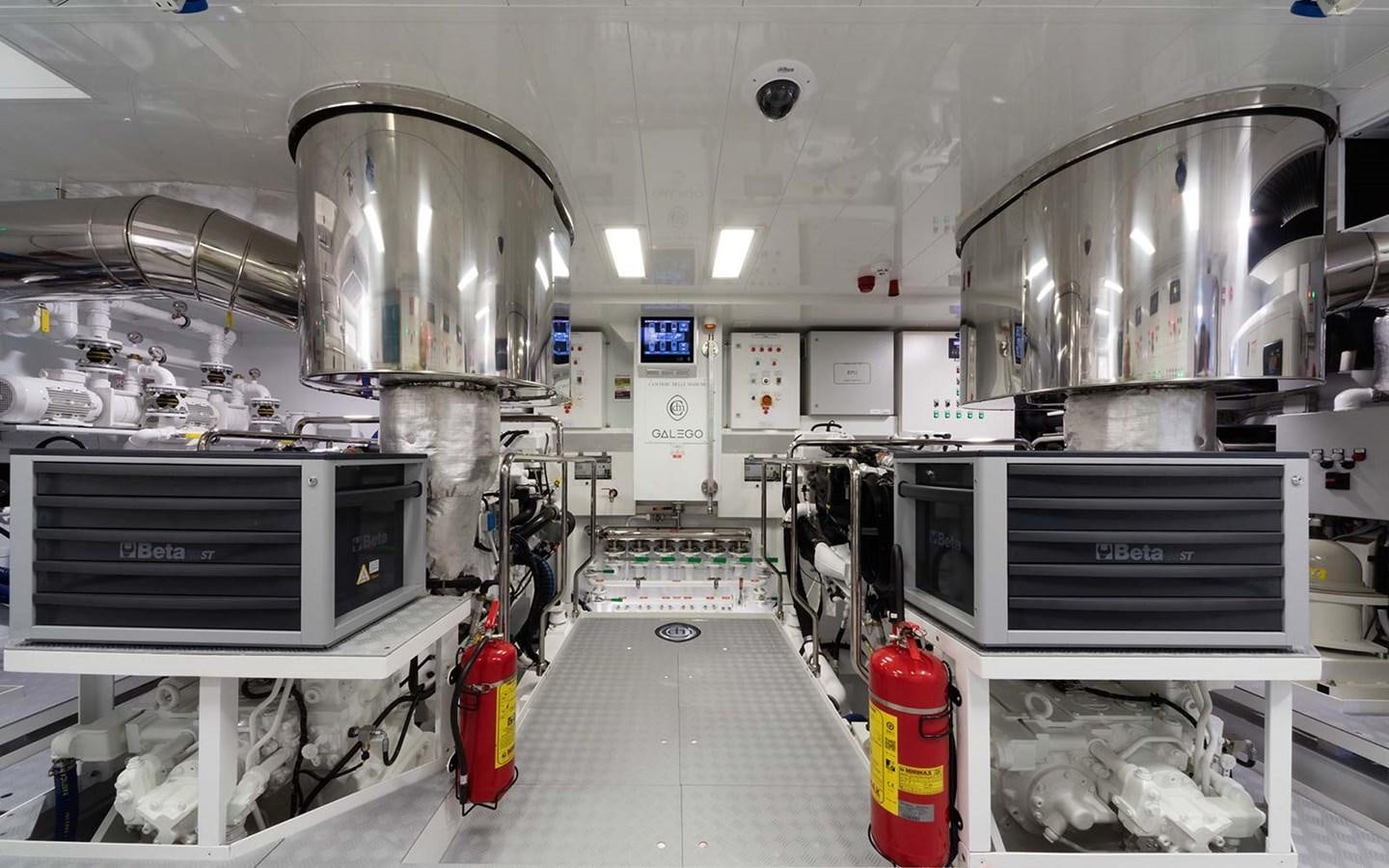a large industrial kitchen aboard ATLAS Yacht for Sale