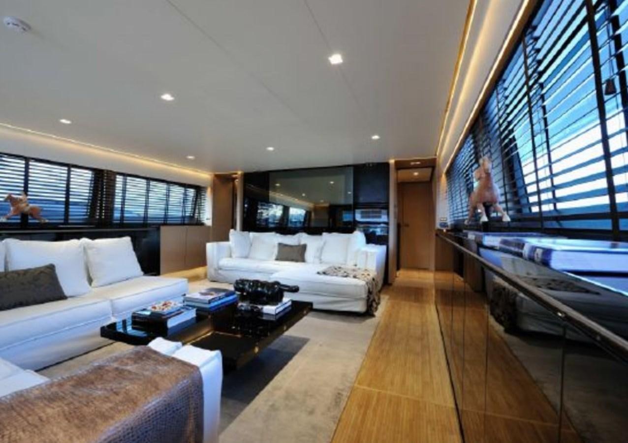 a modern looking living room aboard BERTONA III Yacht for Sale