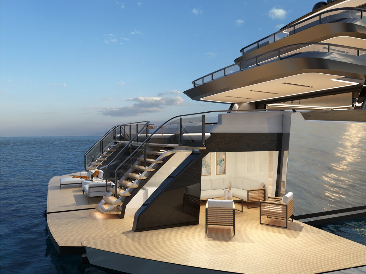 a boat on the water aboard ZEFFIRO 130' Yacht for Sale