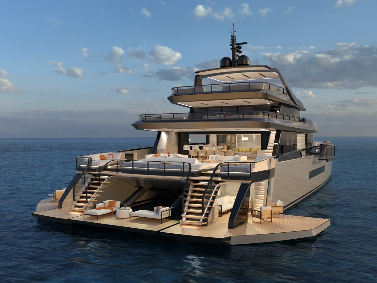 a large ship in the water aboard ZEFFIRO 130' Yacht for Sale