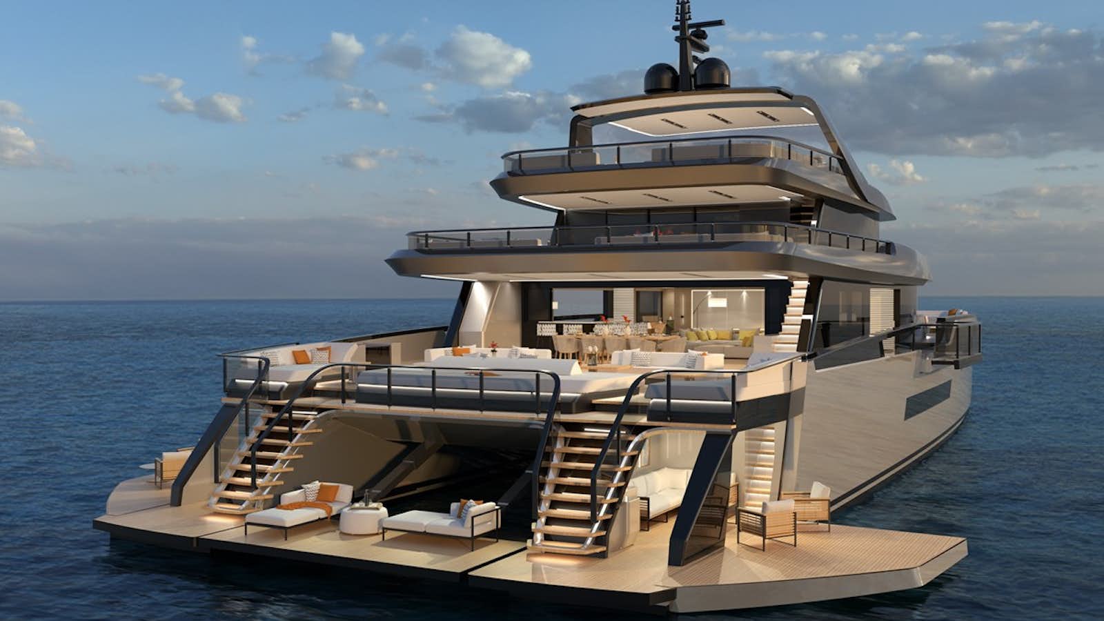 a large ship in the water aboard ZEFFIRO 130' Yacht for Sale
